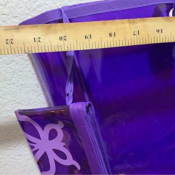 Transparent PVC handbag purple with small wrislet - Picture 7 of 9